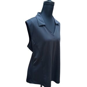 Guru Golf Women's Sleeveless Black Collared Top Shirt Blouse. XL